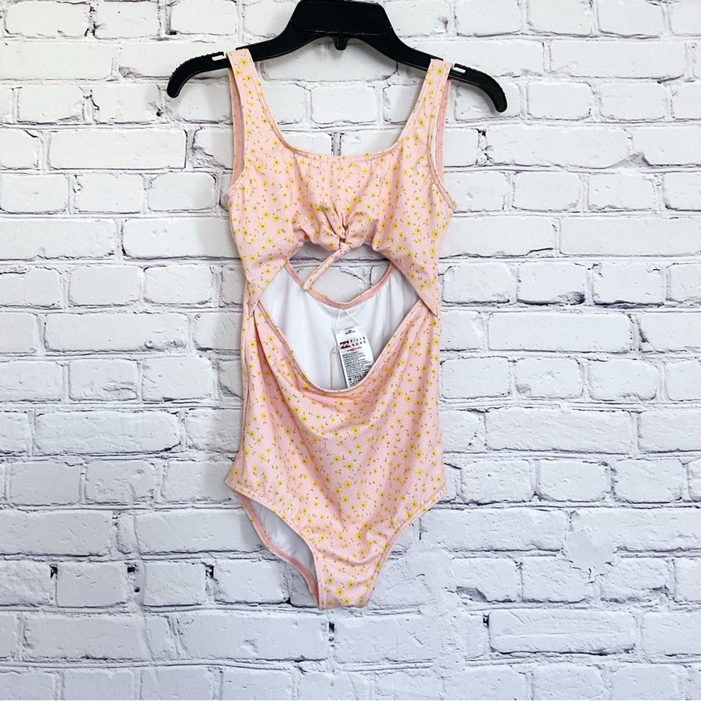 New Girls Billabong Feeling Ditsy Floral One Piece Cut Out Swimsuit Size 12